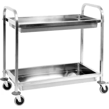 Servírovací stolek Číšnický vozík 820x430mm 2 police NEREZ hluboký