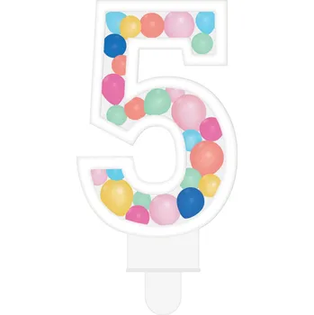 Party dekorace Svíčka dortová barevné lentilky číslo 5