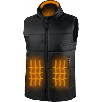 Dámská vesta VYHŘÍVANÁ ELEKTRICKÁ VESTA BUNDA BEZ RUKÁVŮ BUNDA S KAPUCÍ ČERNÁ XXL