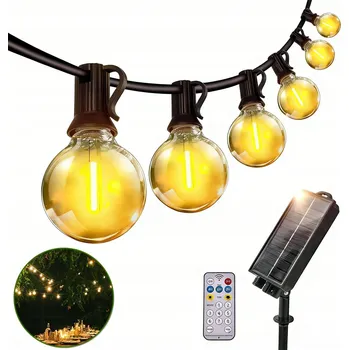 Venkovní osvětlení SOLÁRNÍ ZAHRADNÍ GIRLANDA VENKOVNÍ 10m 13x LED žárovka SVĚTÝLKA + DÁLKOVÝ OVLADAČ