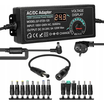 Univerzální Nastavitelný Napájecí Adaptér 3 - 24V 5A AC 100-240V max 120W