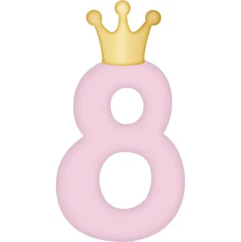 Party dekorace Svíčka dortová světle růžová s korunkou číslo 8