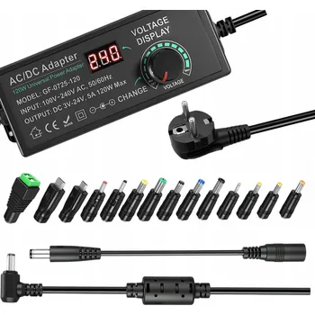Univerzální nastavitelný napájecí adaptér 3-24V DC 5A 120W s konektorem