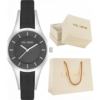 Hodinky KLASICKÉ DÁMSKÉ HODINKY PAUL LORENS PL8154A-1A1 ČERNÝ KOŽENÝ ŘEMÍNEK + KRABIČKA