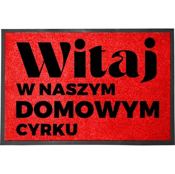Rohožka ČERVENÁ VSTUPNÍ ROHOŽKA 40X60CM KE DVEŘÍM VTIPNÁ ZÁBAVNÁ DOMÁCÍ CIRKUS