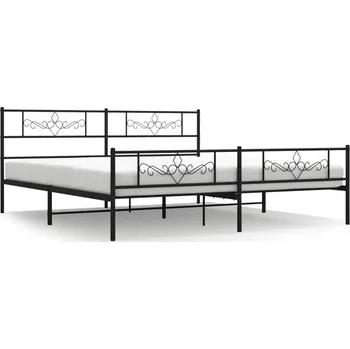 Postel Černý kovový rám postele 207x187x90 cm s čelem a nožním čelem