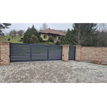 brána Bartek vrata Brána samonosná s hliníkovou výplní typ PL 100 pro průjezd šířky 4000 mm x výška 1000 mm v odstínu Ral 7016 antracit Provedení: Pravá