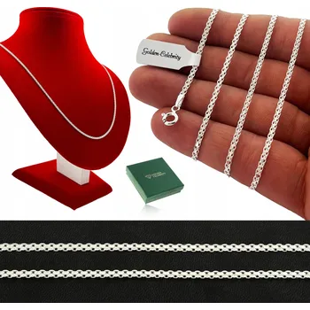 Řetízek KRÁSNÝ STŘÍBRNÝ ŘETÍZEK BISMARK 925 2 MM DÁREK PRO BABIČKU, DCERU + VĚNOVÁNÍ