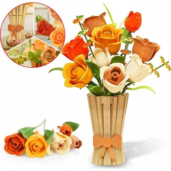 ostatní stavebnice STAVEBNICE BUKIET KWIATÓW RÓŻE ZESTAW 868 KS DÁREK PRO DÍVKY