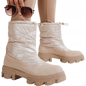 Dámská zimní obuv Dámské zateplené sněhule na silné podrážce béžové ZY1294 - 39