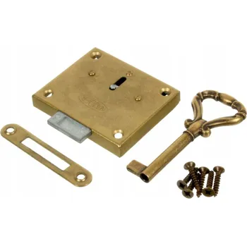 Nábytkové kování Nábytkový zámek přídavný / tradiční / mosazný / 25 mm / s klíčem