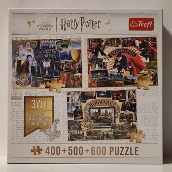 Puzzle TREFL Puzzle Harry Potter: Turnaj tří kouzelníků, Famfrpál a Bradavice 400 + 500 + 600 dílků