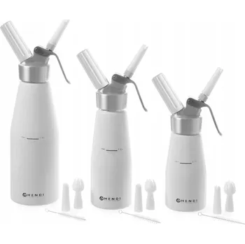Sifon ŠLEHAČKOVÁ LÁHEV SIFON S KUCHYŇSKOU SADOU 3 NÁSTAVCŮ 0,25L BÍLÝ HENDI