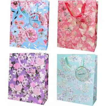 Dárková taška Dárková papírová taška, ozdobná, barevná - KVĚTINY 33x46 cm