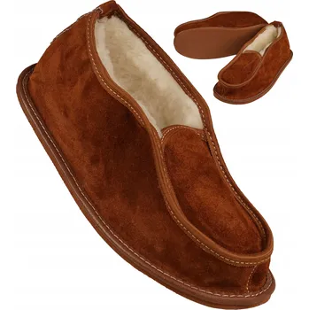 Pracovní obuv Pánské Teplé Bačkory Tatranky Valenky Zateplené Vlnou Semišová Kůže Velikost 47