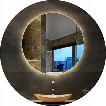 Zrcadlo Lustro okrągłe LED 70 cm szlifowane bez rámu