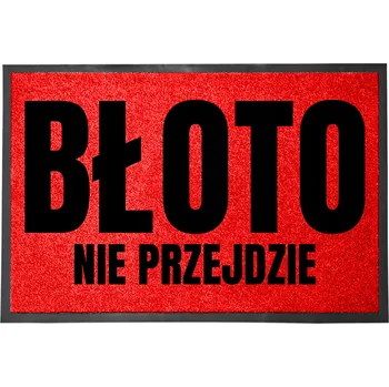 Rohožka ČERVENÁ VSTUPNÍ ROHOŽKA PŘED DVEŘE 40X60 - ZÁBAVNÁ, BLÁTO NEMÁ ŠANCI