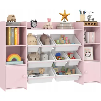 úložný prostor na hračky AIYAPLAY Dětský regál na hračky s 8 vyjímatelnými boxy, růžový