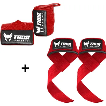THOR ATHLETICS Trhačky a zápěstní bandáže 60 cm (extra silné) - kombinované balení BÍLÁ|RŮŽOVÁ|ČERVENÁ