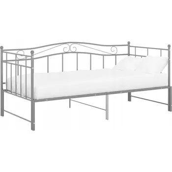 Pohovka Rozkládací pohovka s kovovým rámem, šedá, 206,5x95x89,5 cm