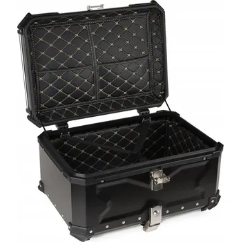 Hliníkový motocyklový kufr centrální 65l + plotna, držák, opěrka, černý