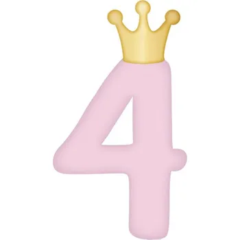 Party dekorace Svíčka dortová světle růžová s korunkou číslo 4