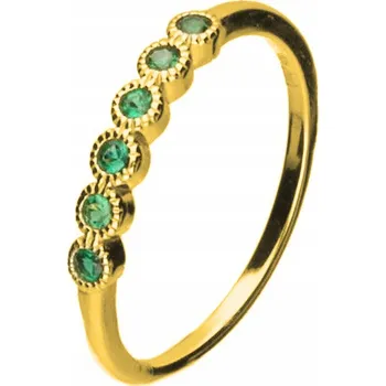 Prsten Zlatý Prstýnek se Zelenými Zirkony Stříbrný Pozlacený Prsten 3mm Velikost 12