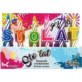 Dortová svíčka Narozeninové svíčky na dort nápis STO LAT zápichy