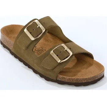 Dámské pantofle Kožené pantofle se 2 sponami bronzová 41