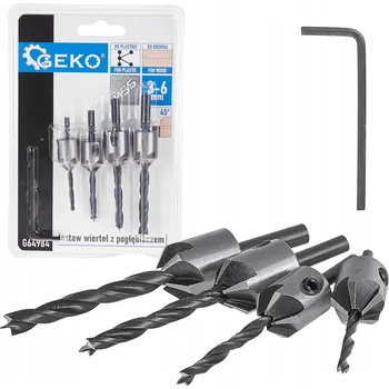 Vrták VRTÁKY DO DŘEVA SADA VRTÁKŮ S PŘEDVRTÁKEM A ZÁHLUBNÍKEM, NASTAVITELNÉ