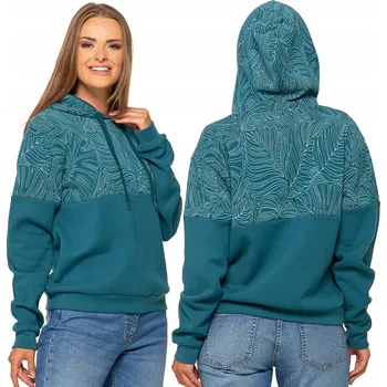 Dámská mikina Dámská Mikina Moraj zelená bavlněná XXL s kapucí a dlouhým rukávem