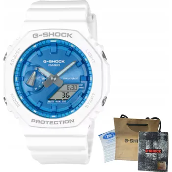 Hodinky HODINKY CASIO GA-2100WS-7AER G-SHOCK VODĚODOLNÉ BÍLÝ ŘEMÍNEK STOPKY DATUM