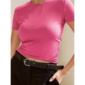 Dámské tričko Sinsay - Tričko se řasením po stranách - sytě růžová - 767BB-42X - 767BB-42X-XS