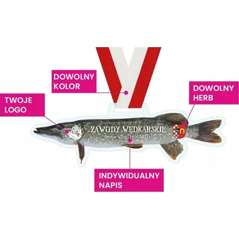 Rybářská medaile ŠTIKA s popisem a stuhou