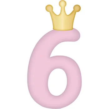 Party dekorace Svíčka dortová světle růžová s korunkou číslo 6