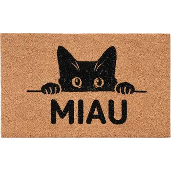 SMUKEE Kokosová rohožka ke dveřím na boty 40 x 60 cm KOT MIAU (Kočka Mňau)