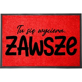 Rohožka ČERVENÁ VSTUPNÍ ROHOŽKA 40X60 KE DVEŘÍM S HUMOREM - ZDE SE OTÍRÁ