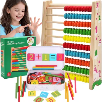 Dřevěná hračka Vzdělávací SADA POČÍTACÍCH TYČINEK v plechové dóze VELKÉ POČÍTADLO dřevěné EKO