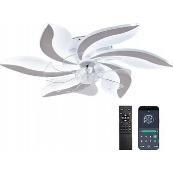 BÍLÝ LED LUSTR SE STROPNÍM VENTILÁTOREM STROPNÍ SVÍTIDLO MODERNÍ 80W