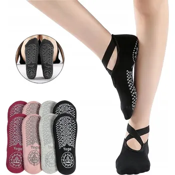 Dámské ponožky Dámské protiskluzové ponožky na jógu, pilates a fitness s ABS - 4 páry