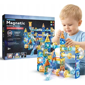 ostatní stavebnice Stavebnice stavební kostky SVÍTÍCÍ Vzdělávací KULIČKOVÁ DRÁHA LED 116 dílků