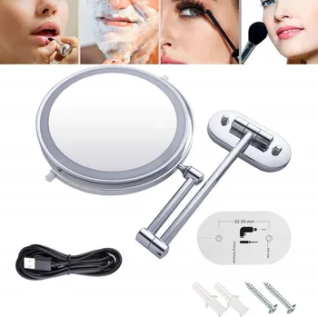 Kosmetické zrcátko Kosmetické zrcátko nástěnné zvětšovací s LED podsvícením pro make-up 1X/10X