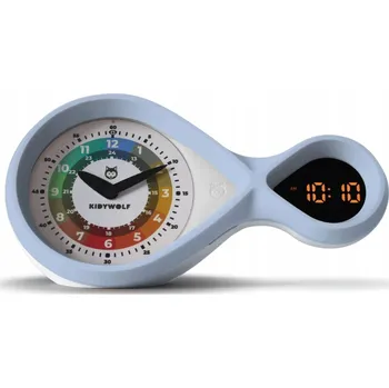 Budík Analogově-digitální budík Kidywolf světle modrý pro děti