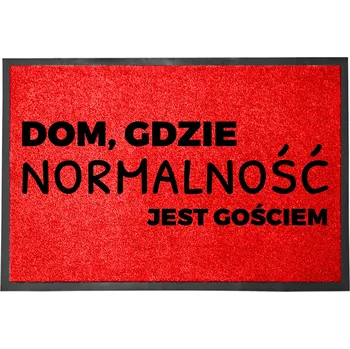 Rohožka VCHODOVÁ ROHOŽKA ČERVENÁ 40X60 CM - VTIPNÁ ROHOŽKA S NÁPISEM: NORMALITA JE HOST