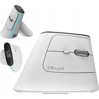 Bezdrátová pohodlná vertikální myš Delux MV6 DB Bluetooth + 2.4G 4000 DPI