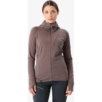 Dámský svetr SIMOND Dámský funkční svetr s kapucí z vlny merino Resist XS FIALOVÁ|KAŠTANOVÁ