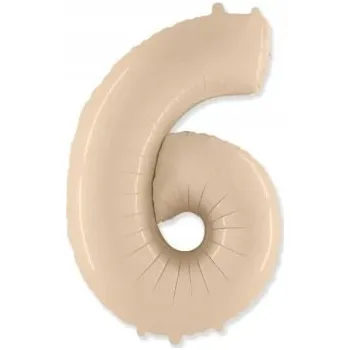Balónek Fóliový balónek Číslice 6, krémová, FX, 85 cm