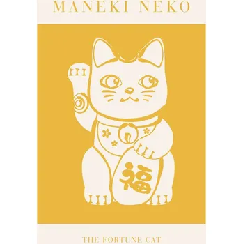Plakát Plakát, Obraz - Maneki-Neko Yellow Cat, KsanaKalpa