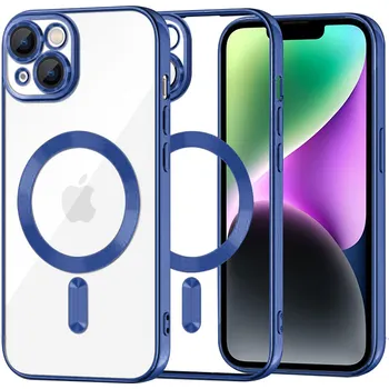 Pouzdro na mobilní telefon Techsuit Luxusní Křišťálový MagSafe iPhone 14 Tmavě modrý