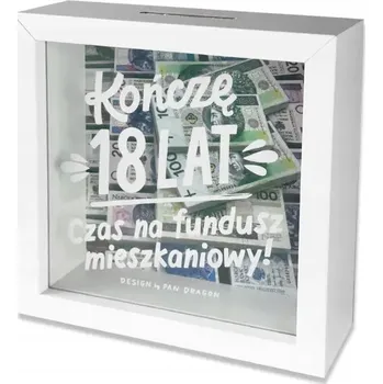 Pokladnička Pokladnička k 18. narozeninám, pokladnička jako dárek, rámeček na spoření na bydlení